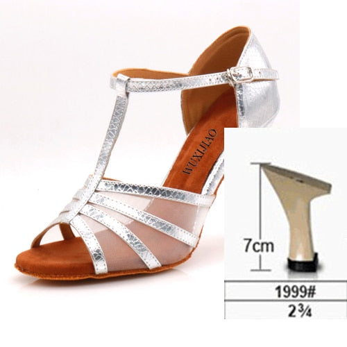 women's latin dance shoes Rhinestone Size US 4-12 bronze Salsa Satin Shoes For Comfortable 10cm Heel Height Dancing