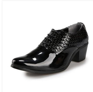 mens knit black party shoes gents man 6cm high heeled plait leather wedding shoes 2.3 inch heighten heel weave dress shoes braid