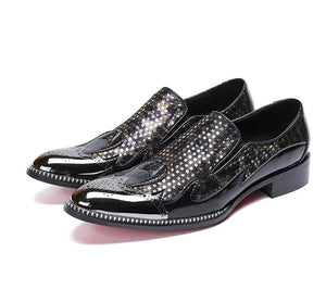 Luxury Evening Party Gold Metal Tip Crafted Slip-on Shoes Men Fashion Dress Shoes Wedding Prom Banquet Italian Loafers Gents