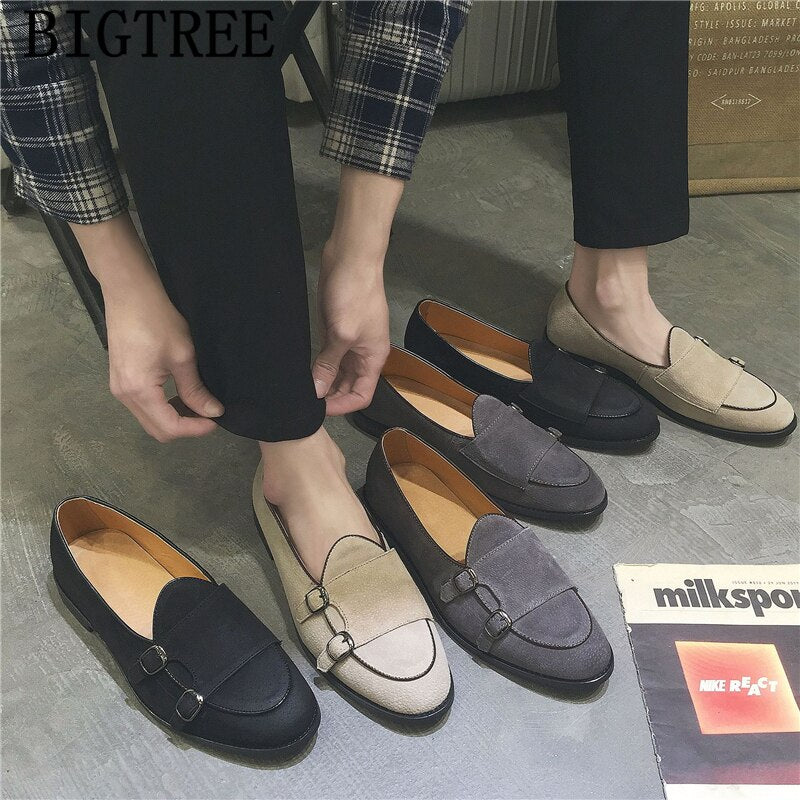 Loafers Black Double Monk Strap Shoes Formal Dress Business Shoes Men Oxford Leather Fashion Gents Shoes Mocassin Homme De Luxe