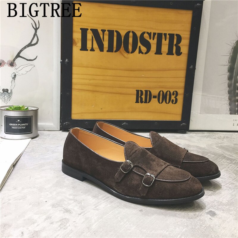 Loafers Black Double Monk Strap Shoes Formal Dress Business Shoes Men Oxford Leather Fashion Gents Shoes Mocassin Homme De Luxe