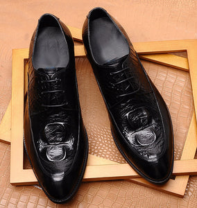 QYFCIOUFU 2019 Mens Crocodile Shoes Classic Man Genuine Cow Leather Oxfords Dress Shoes Business Formal Gents Suit Wedding Shoes