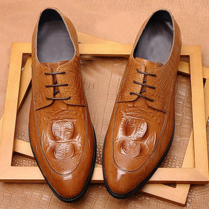 QYFCIOUFU 2019 Mens Crocodile Shoes Classic Man Genuine Cow Leather Oxfords Dress Shoes Business Formal Gents Suit Wedding Shoes