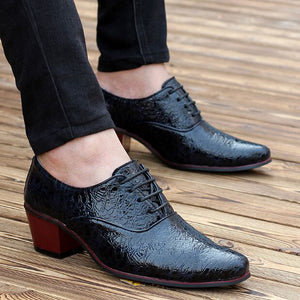 feiyitumens 6cm high heel dress shoes fashion croco grain pointed toe wedding shoes mans heighten gents high-heeled party leathe