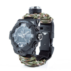 Outdoor Camping Survival Watch Multi-functional Waterproof Paracord Watch with Compass Whistle Thermometer Rescue Rope Survival