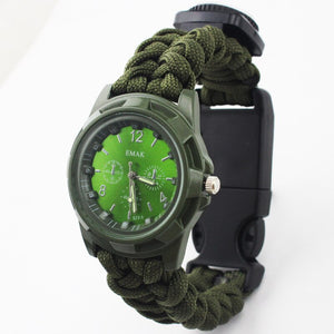 Outdoor Camping Multi Tool watch survival watch Compass Thermometer Rescue Rope Paracord Bracelet Equipment Tools kits Parachute