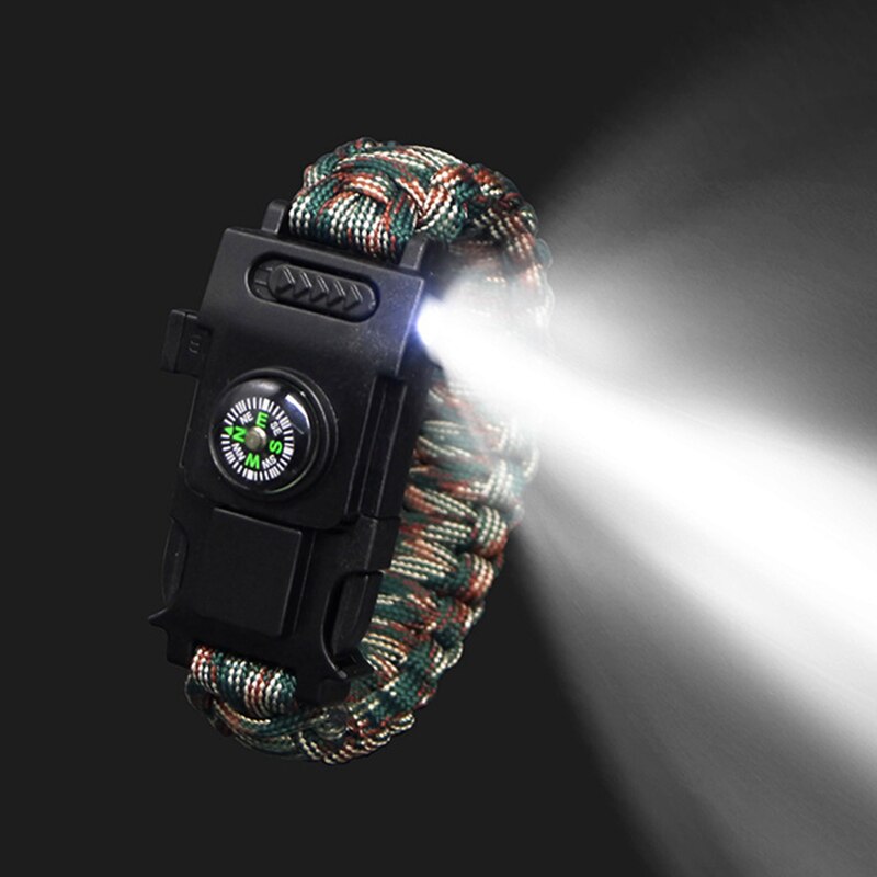 Safety Survival Paracord 4mm Bracelet Watch LED Functional Outdoor Camping Hiking Emergency First Aid Bracelet 25cm Hand Watch