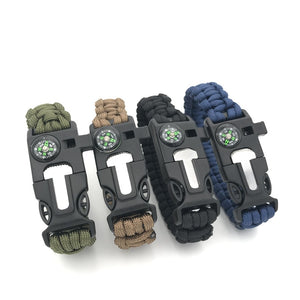 Outdoor Paracord Bracelet Survival Men Adventurer Paracord Watch Strap Tactical Outdoor Tools Compass Scraper Whistle 4 Function