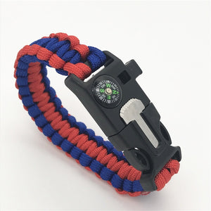 Outdoor Paracord Bracelet Survival Men Adventurer Paracord Watch Strap Tactical Outdoor Tools Compass Scraper Whistle 4 Function