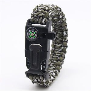 Outdoor Paracord Bracelet Survival Men Adventurer Paracord Watch Strap Tactical Outdoor Tools Compass Scraper Whistle 4 Function