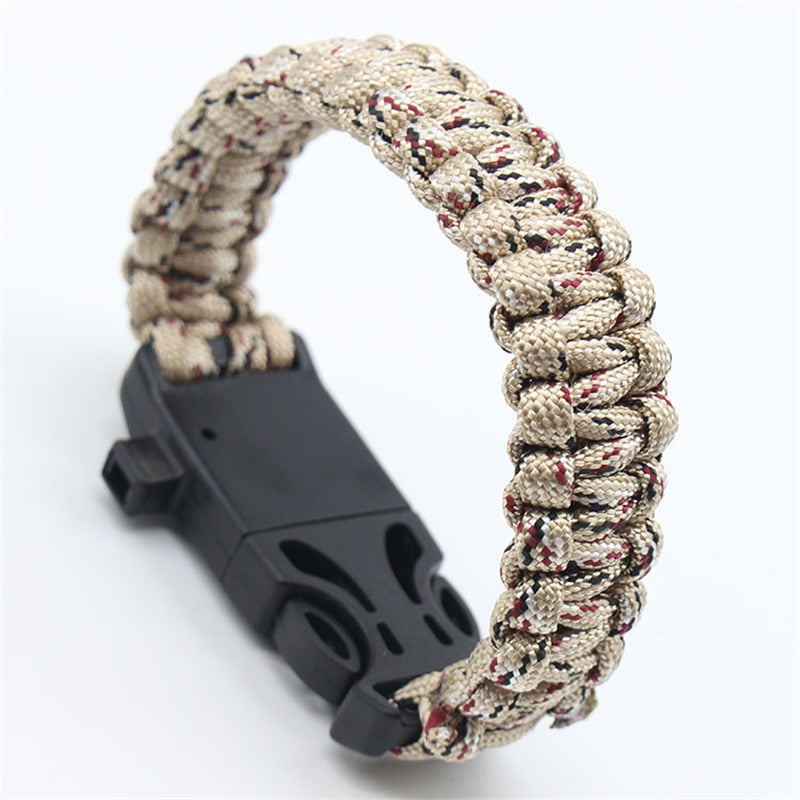 Outdoor Paracord Bracelet Survival Men Adventurer Paracord Watch Strap Tactical Outdoor Tools Compass Scraper Whistle 4 Function