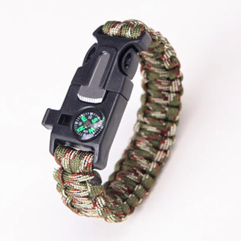 Outdoor Paracord Bracelet Survival Men Adventurer Paracord Watch Strap Tactical Outdoor Tools Compass Scraper Whistle 4 Function