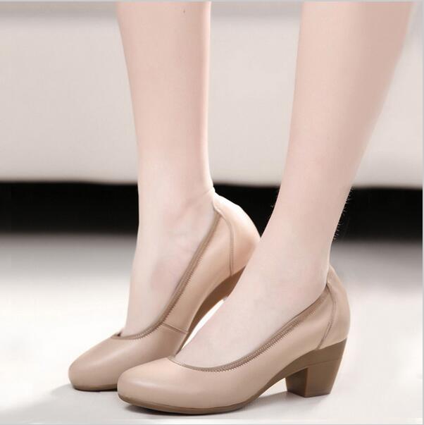 TIMETANG Super Soft & Flexible Pumps Shoes Women OL Pumps Spring Mid Heels Offical Comfortable Shoes Size 34-43 C330